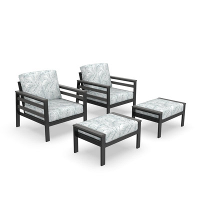 Outdoor Patio Lounge Chair And Ottoman Set With Sunbrella Cushions
