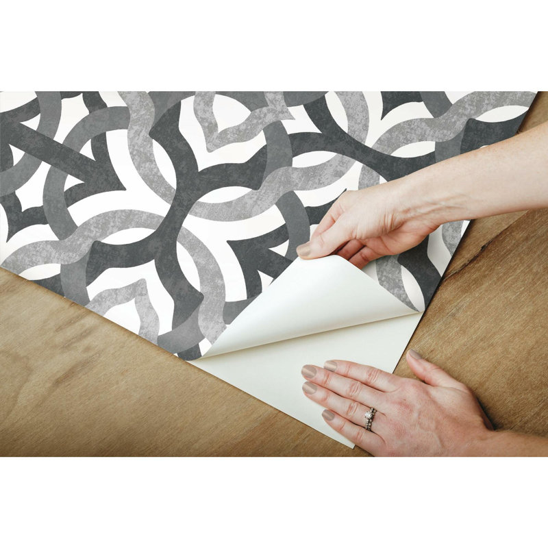 Rouleau de papier peint adhésif L 18,86 pi x l 18 po Waverly Tipton, Gris