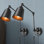 Ensemble de 2 appliques murales à intensité variable avec bras pivotant à intensité variable, applique murale à brancher avec cordon de gradateur, luminaire de lecture industriel en métal noir mat fixé au mur pour le salon de la chambre à coucher