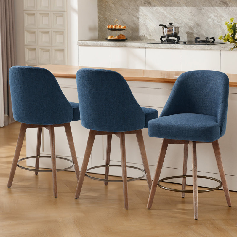 Tabouret de comptoir pivotant 26 po Makylia, Bleu très foncé