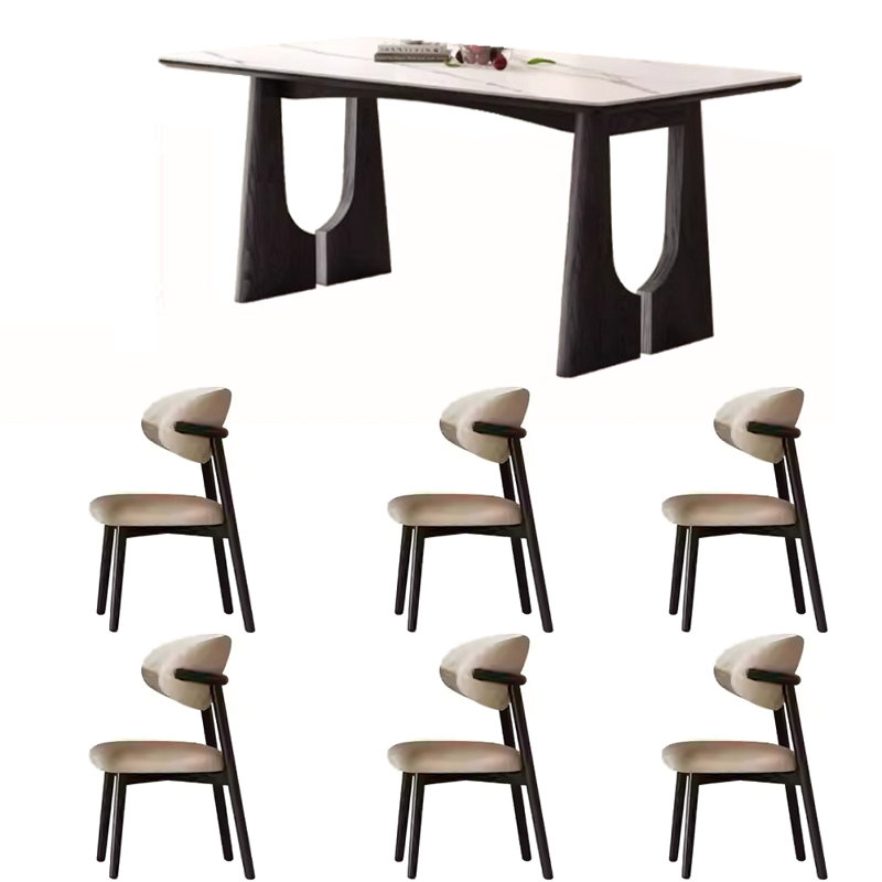 Table et chaise de style ancien moderne et simple, H 29,5 po x L 55,1 po x l 31,4 po, Noir, noir, noir, noir