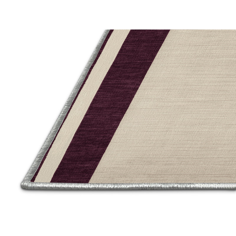 Tapis beige à rayures horizontales lavable à la machine, Rectangulaire 8 pi x 12 pi