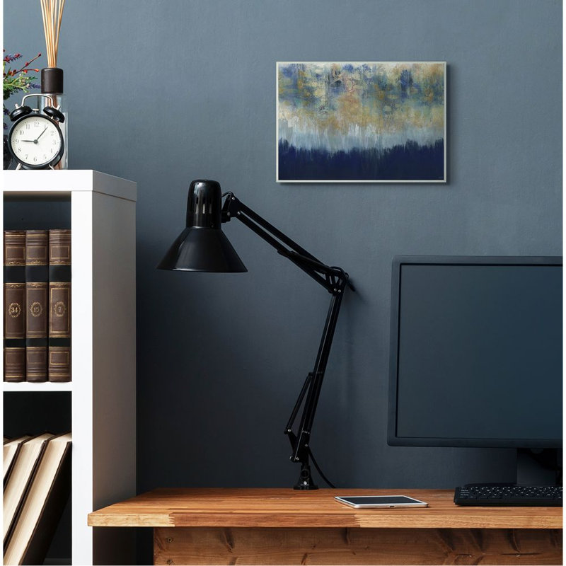 «Abstract Gold Blue», reproduction d'art, Plaque murale, H 10 po x l 15 po x P 0,5 po