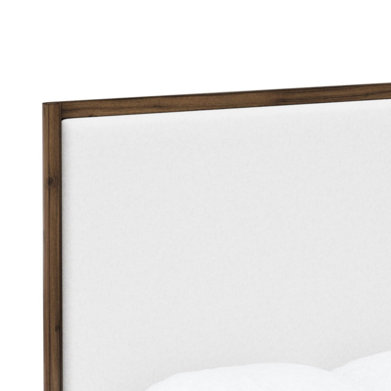 Grand lit en noyer avec tête de lit tapissier et décor