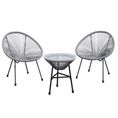3 Patio Bistro With 2 Gray Chairs And Round Table - Ideal For Bohemian Outdoor Decor Bohemian-style Homes