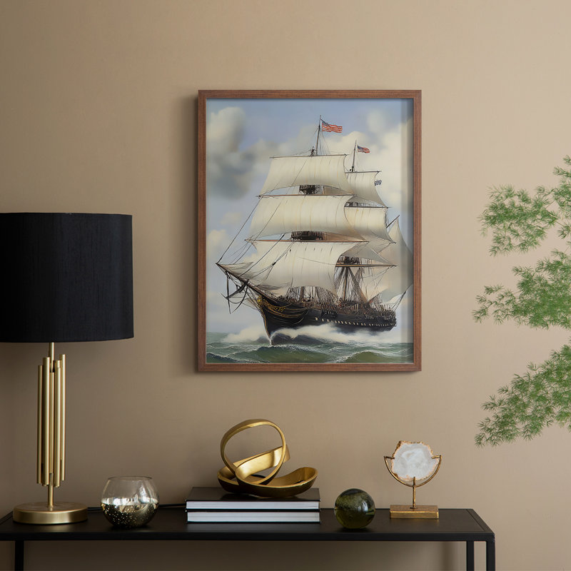 NAUTICAL Series LIX, reproduction encadrée - bois massif, H 30 po x l 24 po, Noyer