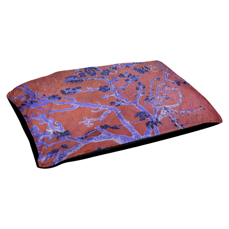 Coussin de concepteur de fleurs d’amande Burk, L 19,5 po x l 29,5 po, Rouge / bleu / noir