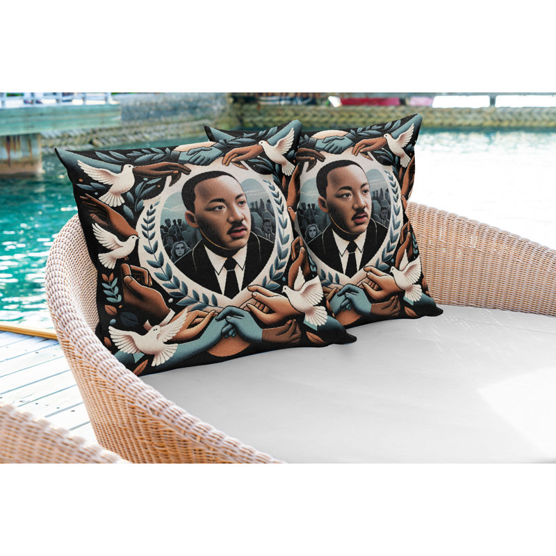 Ensemble de 2 housses de coussin Ambesonne Martin Luther King Jr Day bleu gris et caramel pâle, H 24 po x l 24 po, Carré