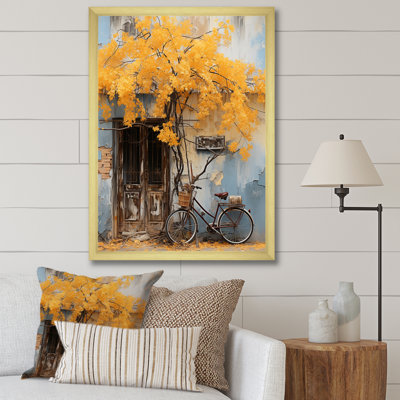 Yellow And Blue Springtime Florals Bicycle - Bicycle Wall Art