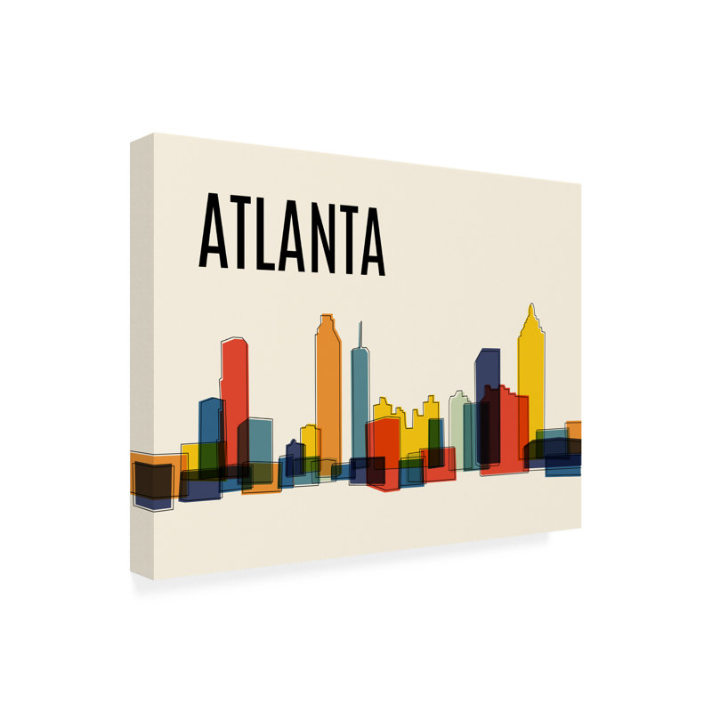 «Atlanta Mid Century Modern Cityscape», reproduction sur toile tendue, H 14 po x l 19 po x P 2 po