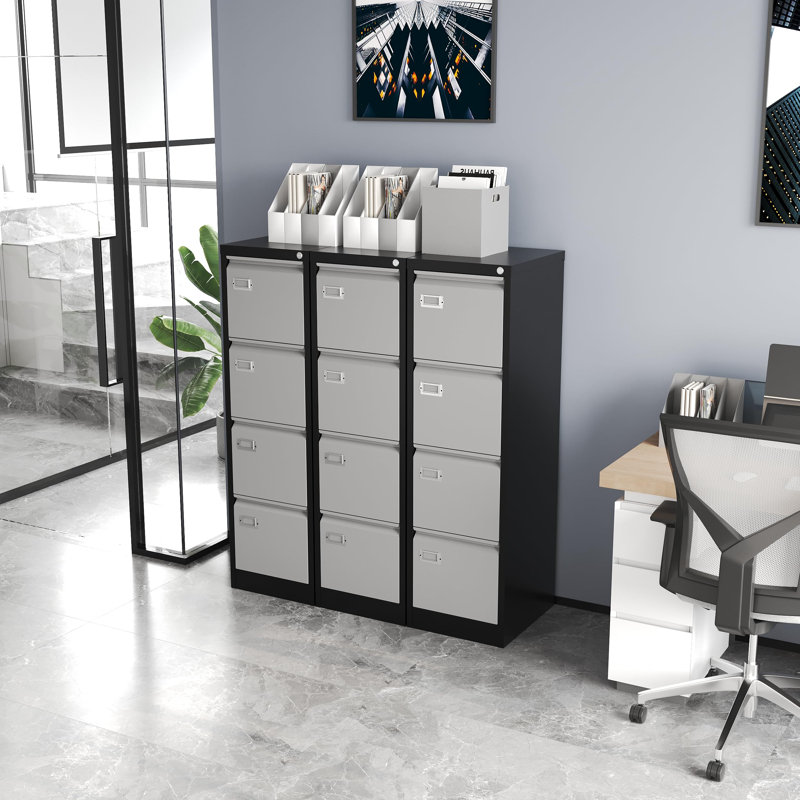 Classeur vertical 4 tiroirs, Gris noir