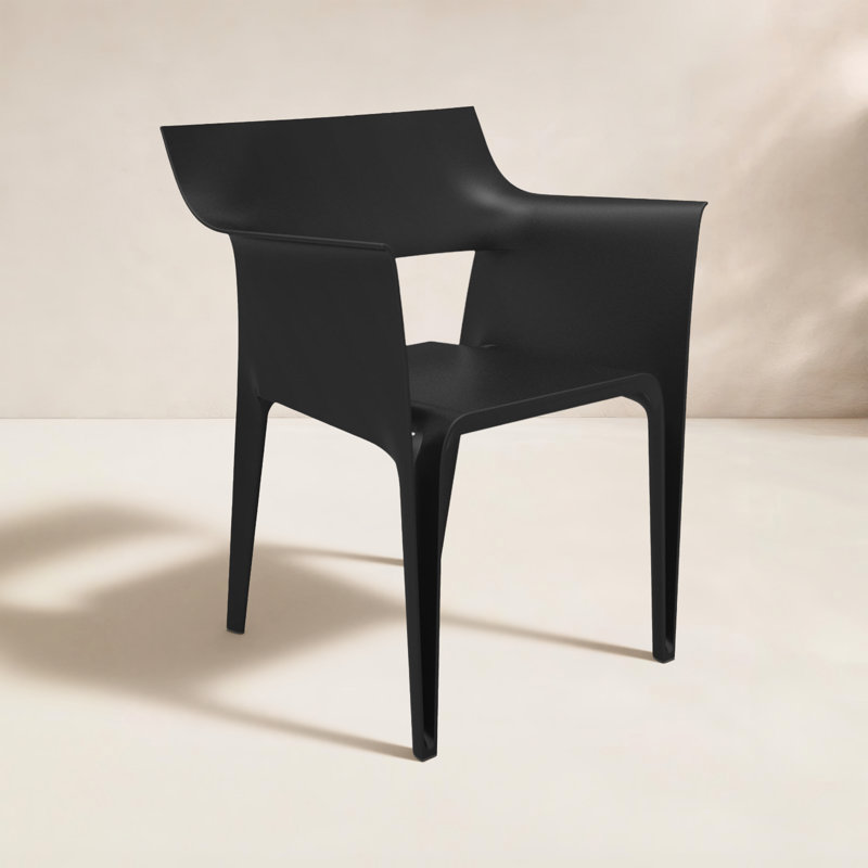 Pedrera Stacking Patio Dining Chair, Black