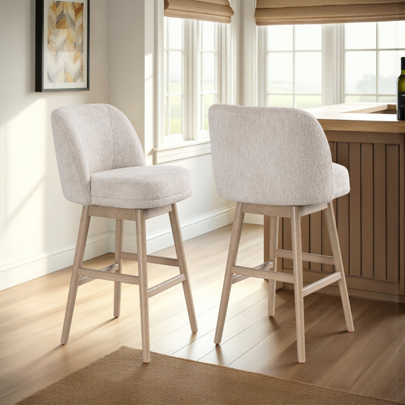 Tabouret de bar rembourré Watkin, Chêne brun, Tabouret de bar (hauteur du siège de 30,5 po), 2