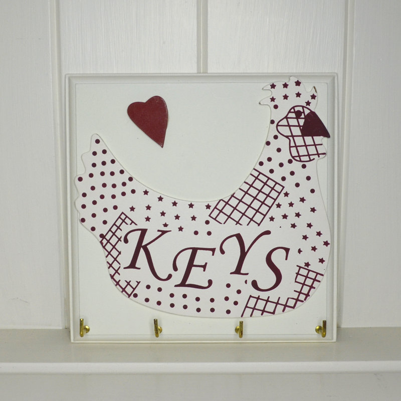 Wood Wall Organizer with Key Hooks