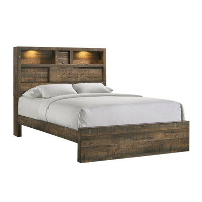 Marisela Queen Bookcase Panel Bed With Bluetooth