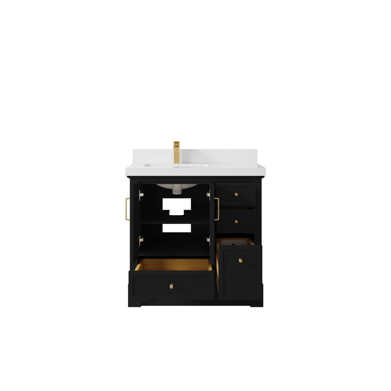 Alys 36'' Single Bathroom Vanity with Quartz Top, White