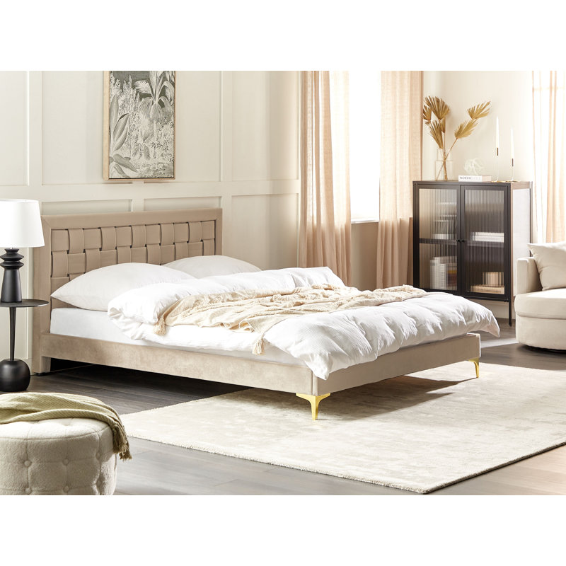 Rajmund Upholstered Bed, Taupe, European Kingsize (160 x 200cm)