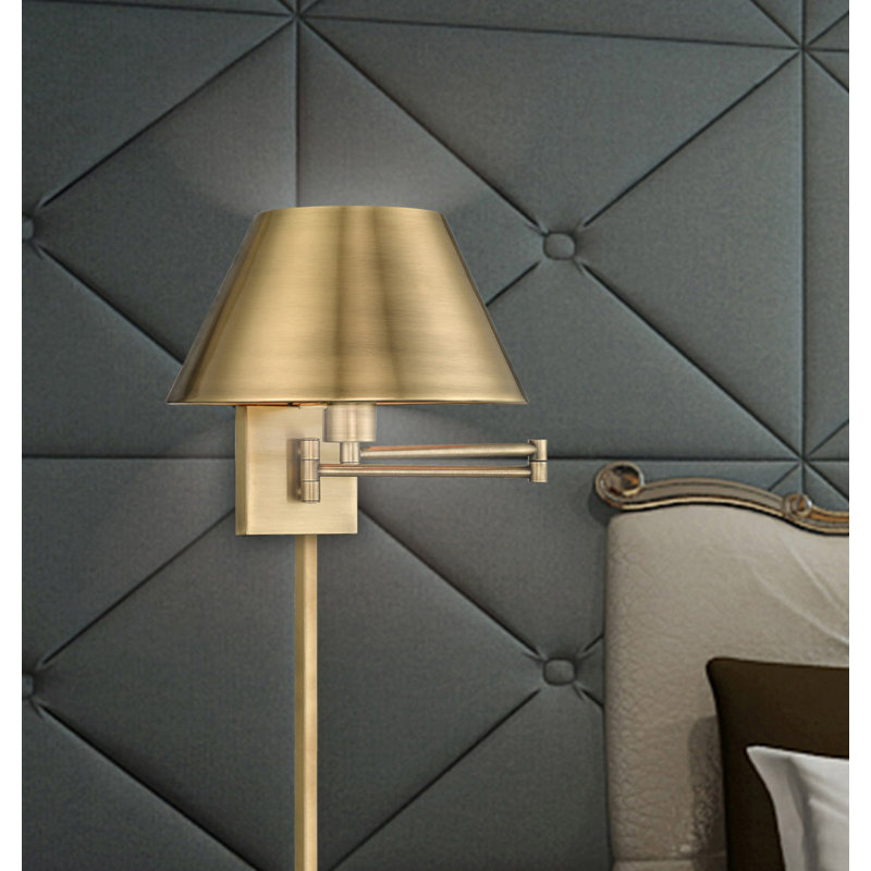 Brevan Swing Arm Sconce, Antique Brass