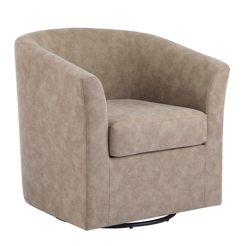 Latitude Run® Wilmore Faux Leather Swivel Barrel Chair | Wayfair