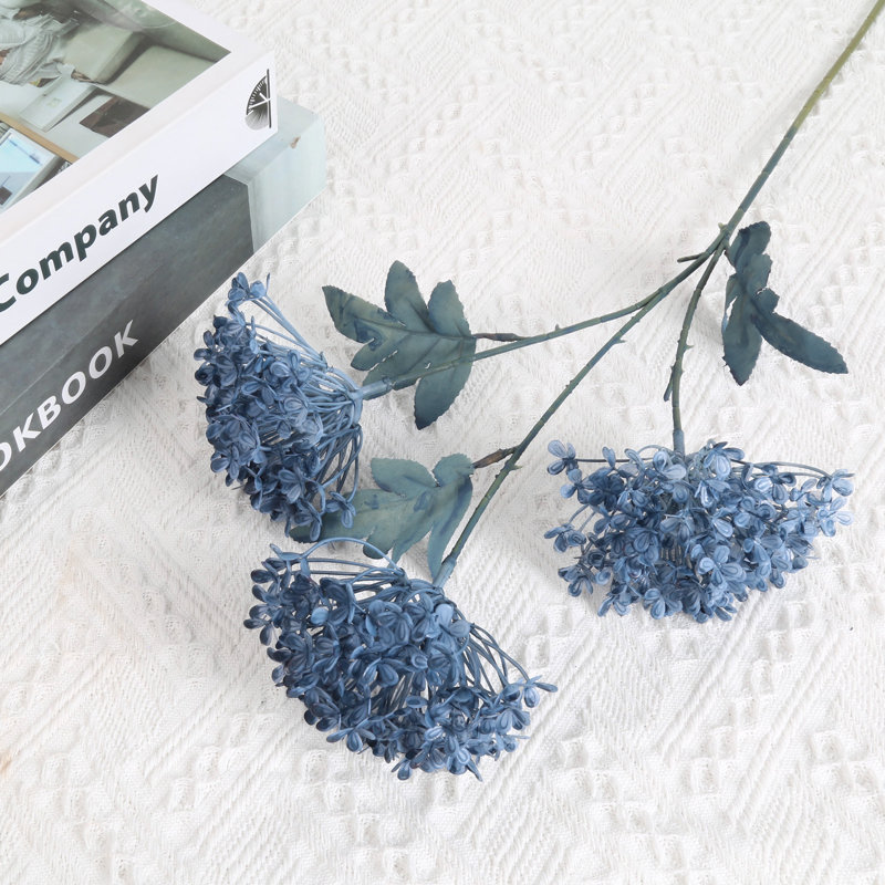 3Pcs Viburnum Hydrangea Artificial Flowers, Blue