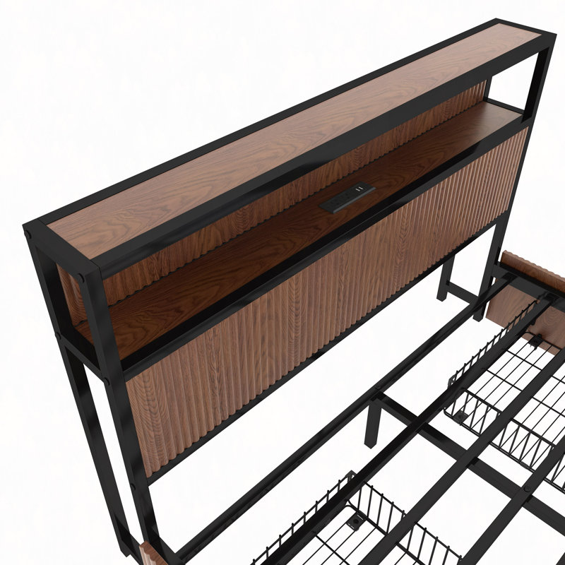 Wooden Platform Bed Frame with Multiple Drawer Storage Function