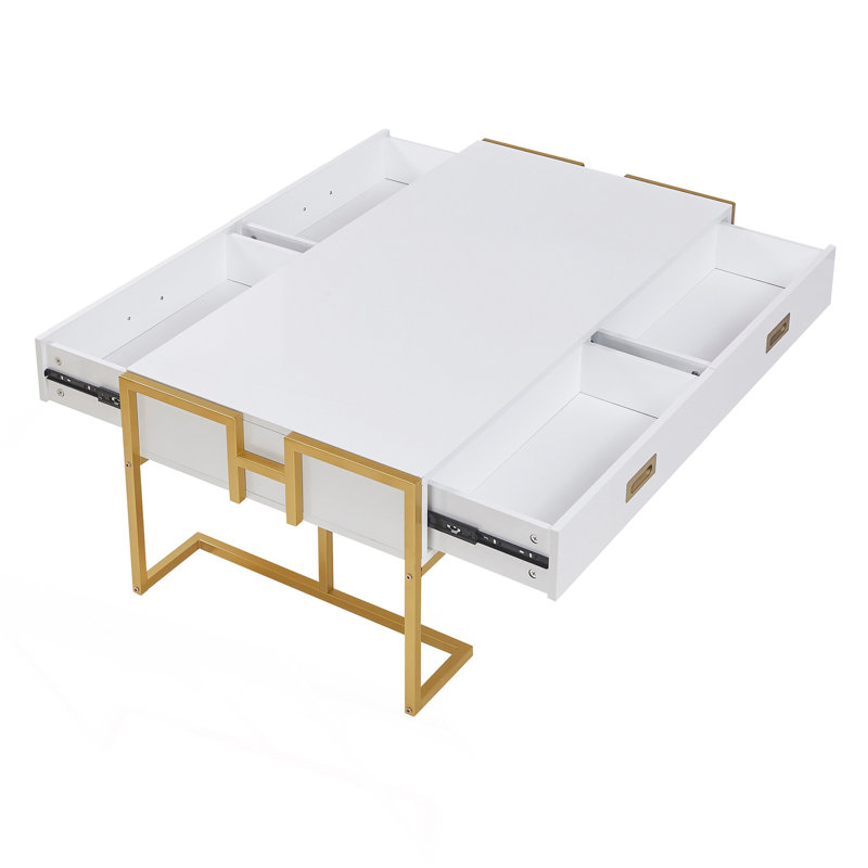 Table basse moderne à 4 tiroirs Modern, Blanc