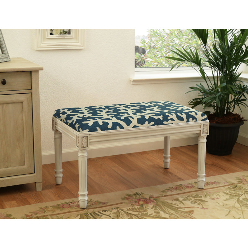 Toms Linen Blend Upholstered Bench, Navy