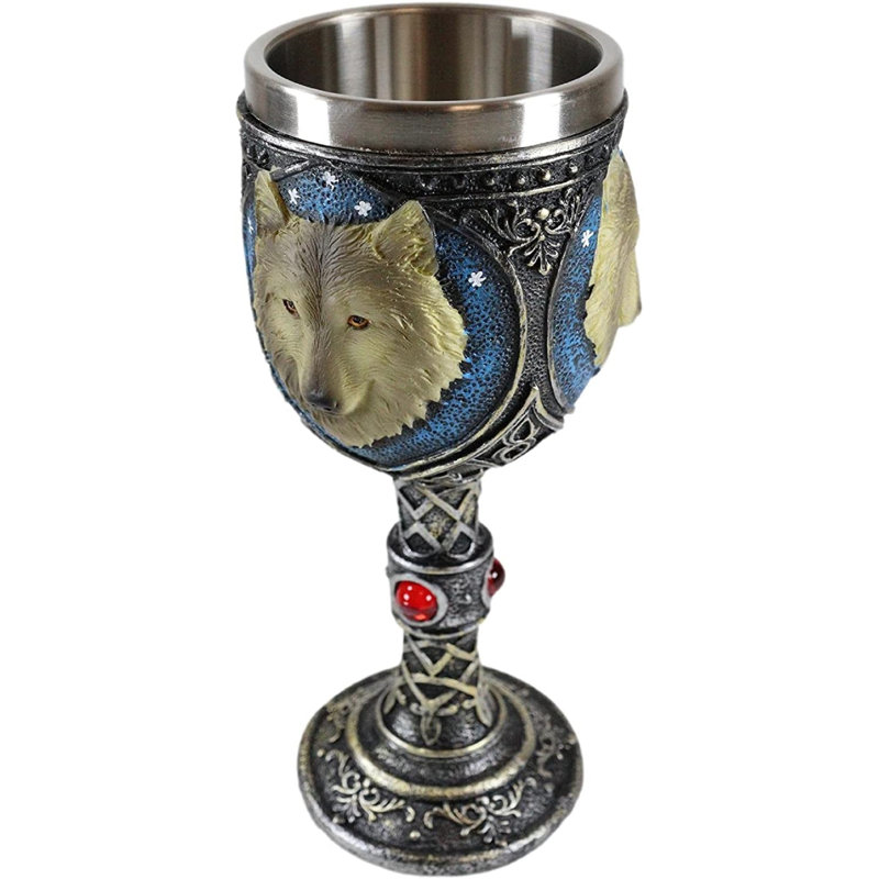 Millwood Pines Alpha Grey Wolf Celtic Magic 7Oz Wine Calice, coupe à gobelet, Timber loups, loups-garous, ensemble de décoration de fête pour boire un verre