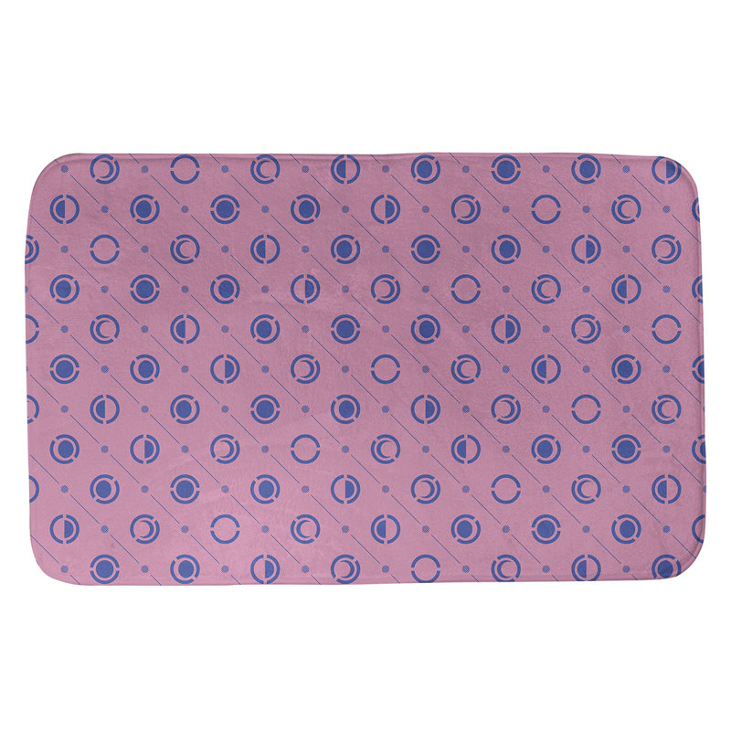 Tapis de bain géométrique antidérapant en microfibre Moon phases, l 21 po x L 34 po, Rose / bleu marine / bleu