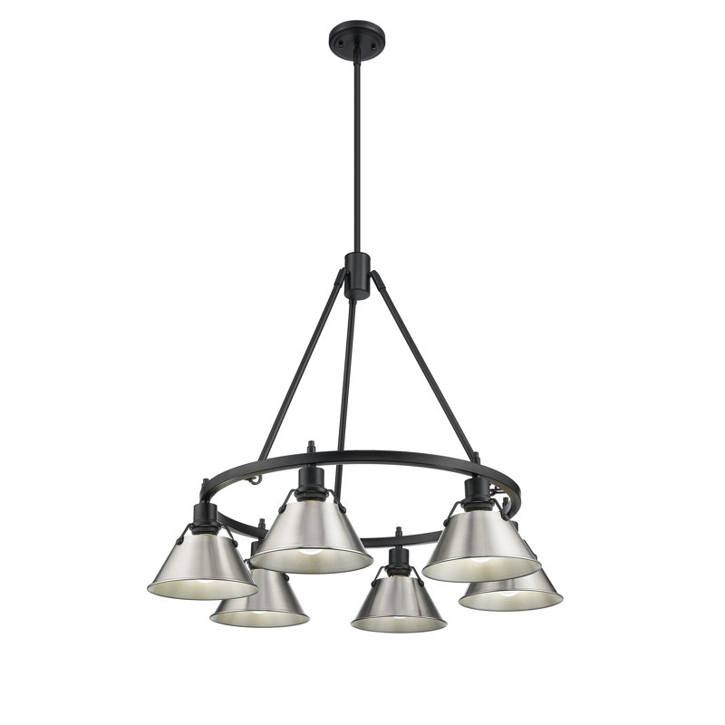 Felda 6 - Light Steel Dimmable Cone Chandelier, Pewter, Matte Black