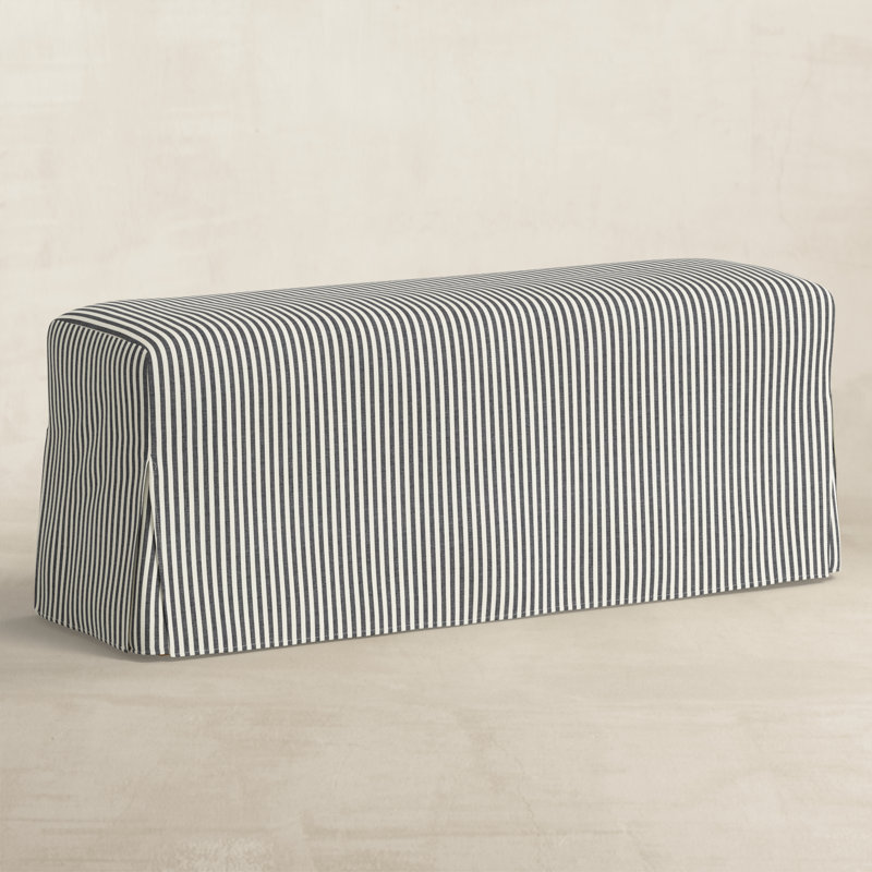Andrea Slipcover Dining Bench, Carbon Striped