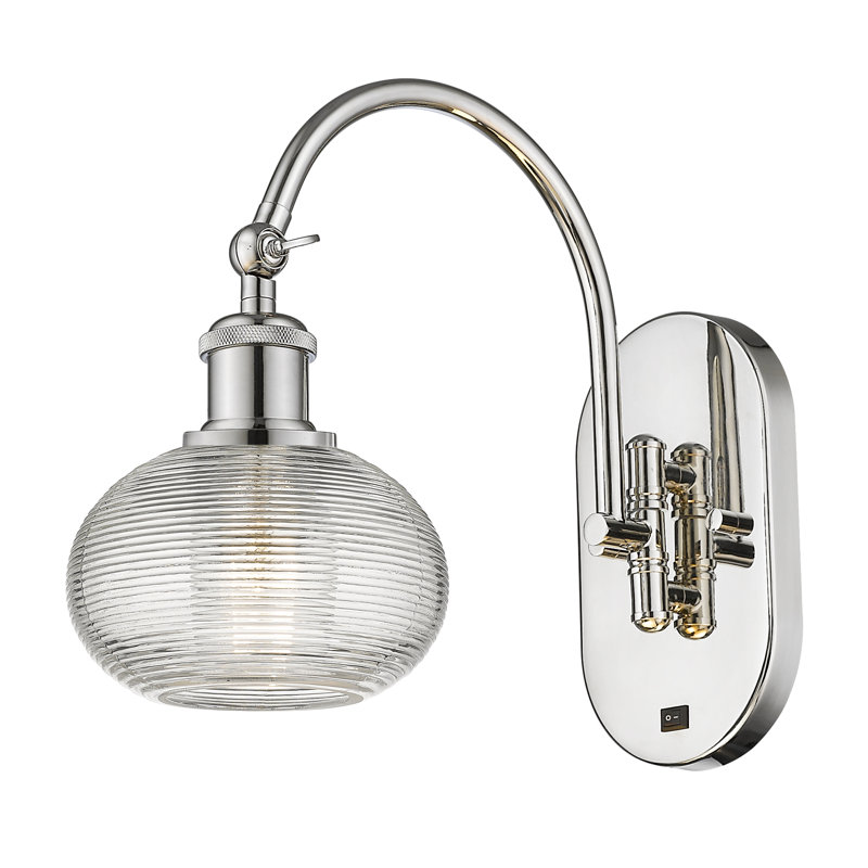 Applique murale en acier Larrick, Nickel poli