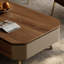 Table basse en bois de noyer avec pieds en acier inoxydable-1445811910