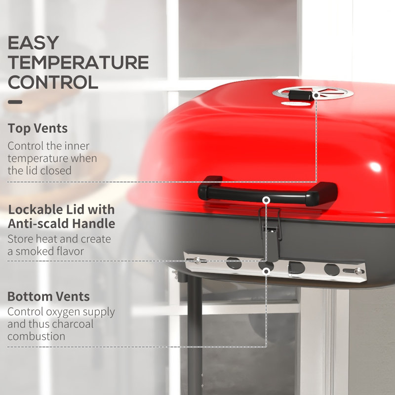 Barbecue au charbon portatif l 38,5 po Outsunny