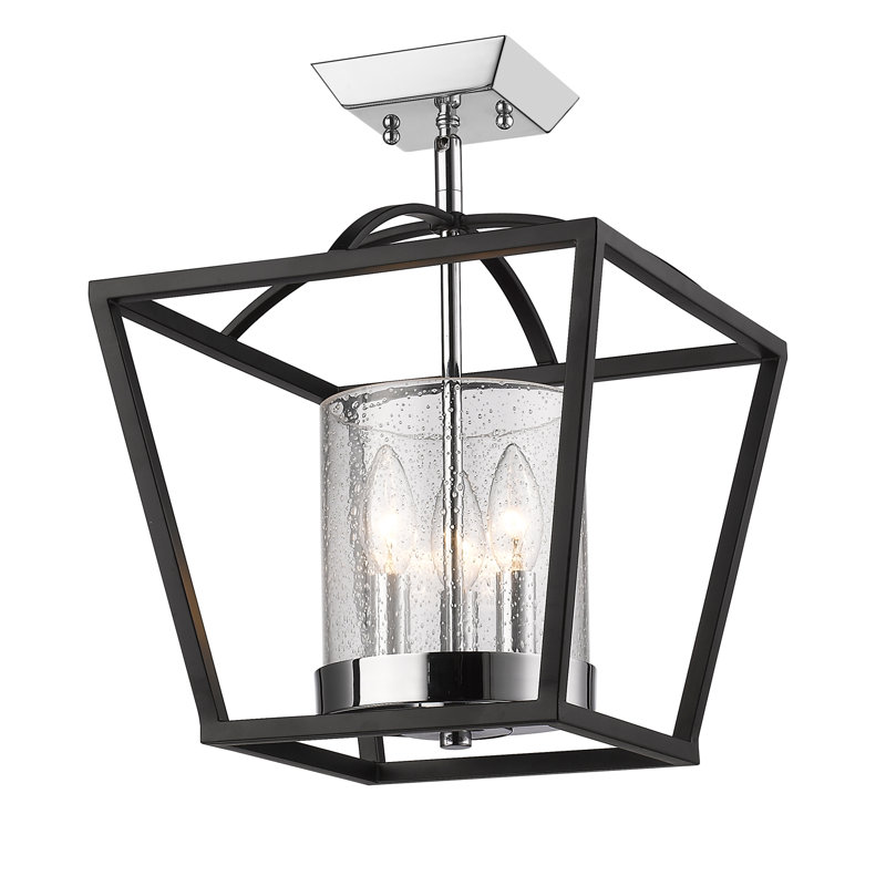 Skegness Glass Semi Flush Mount, Chrome