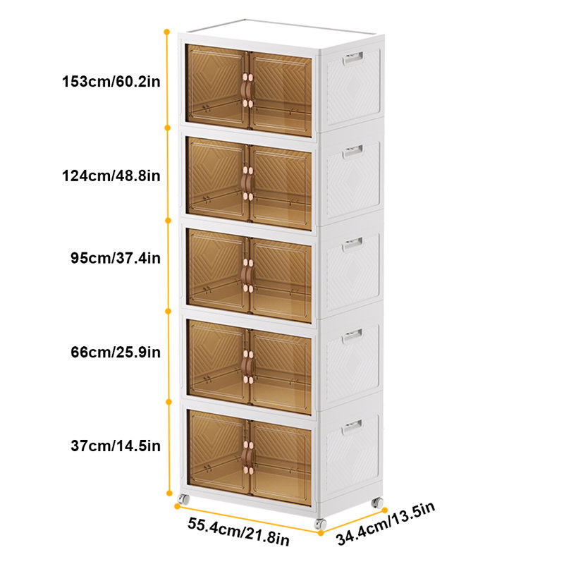 Stackable Foldable Storage Bins With Lids And Wheels, 48.8" H x 21.4" W x 13.5" D