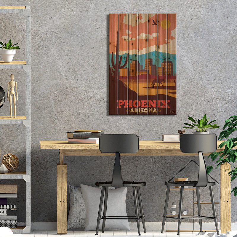 «Phoenix On Wood» par IdeaStorm Studios, reproduction, H 26 po x l 18 po x P 1,5 po