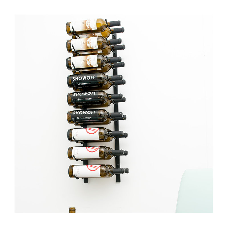 18 Bottle Wall Mounted Wine Bottle Rack, Satin Black