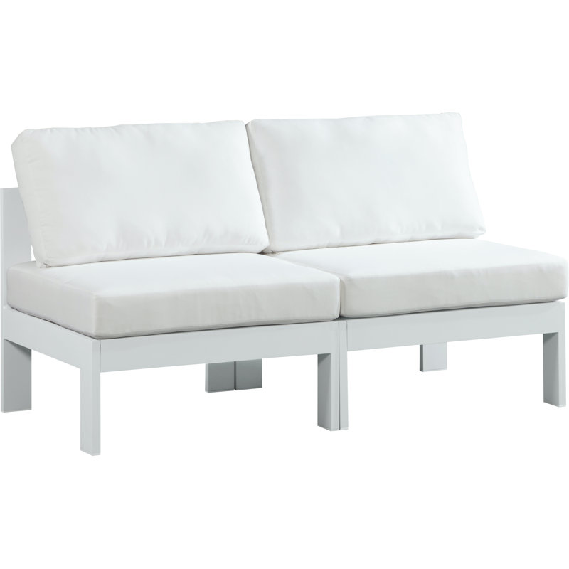 Kylis 60'' Wide Aluminum Loveseat with Cushions, White, White