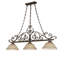 60" Long Diamond & Jewel 3 Light Island Pendant