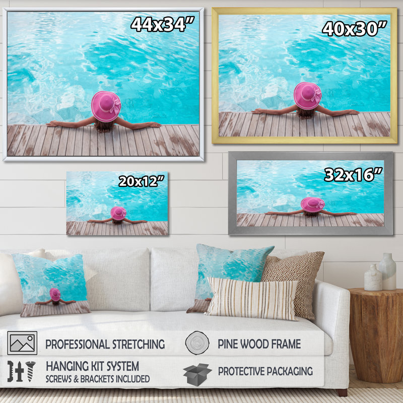 Swimming Relaxation I, Black Picture Framed, 30" H x 40" W x 1.5" D