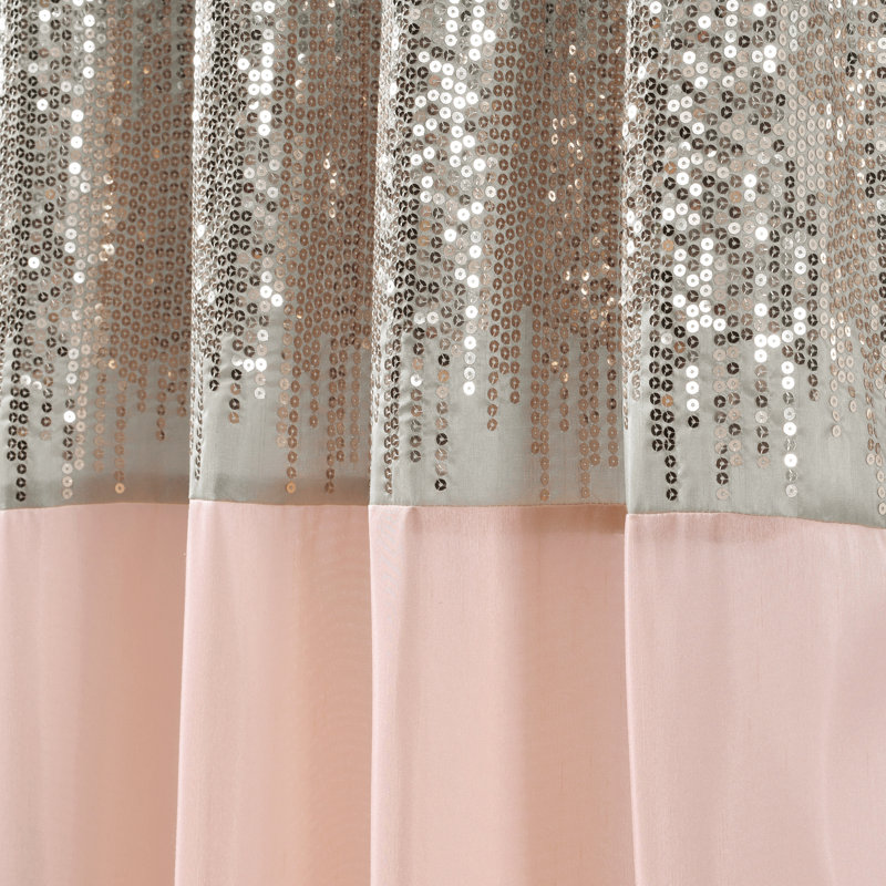 Semi Sheer Curtain Single Panel, 107cm W x 213cm L, Grey/Blush