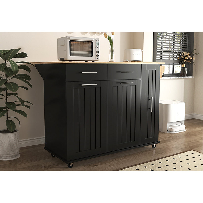 Îlot de cuisine avec abattant, chariot de rangement de cuisine avec organisateur à 3 niveaux, support de rangement interne, chariot de cuisine sur roulettes avec porte-serviettes, 2 tiroirs, pour la cuisine