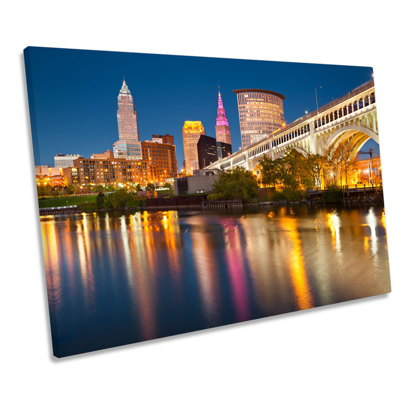 Cleveland City Skyline Ohio - Wrapped Canvas Print, 61cm H x 91.4cm W x 4cm D