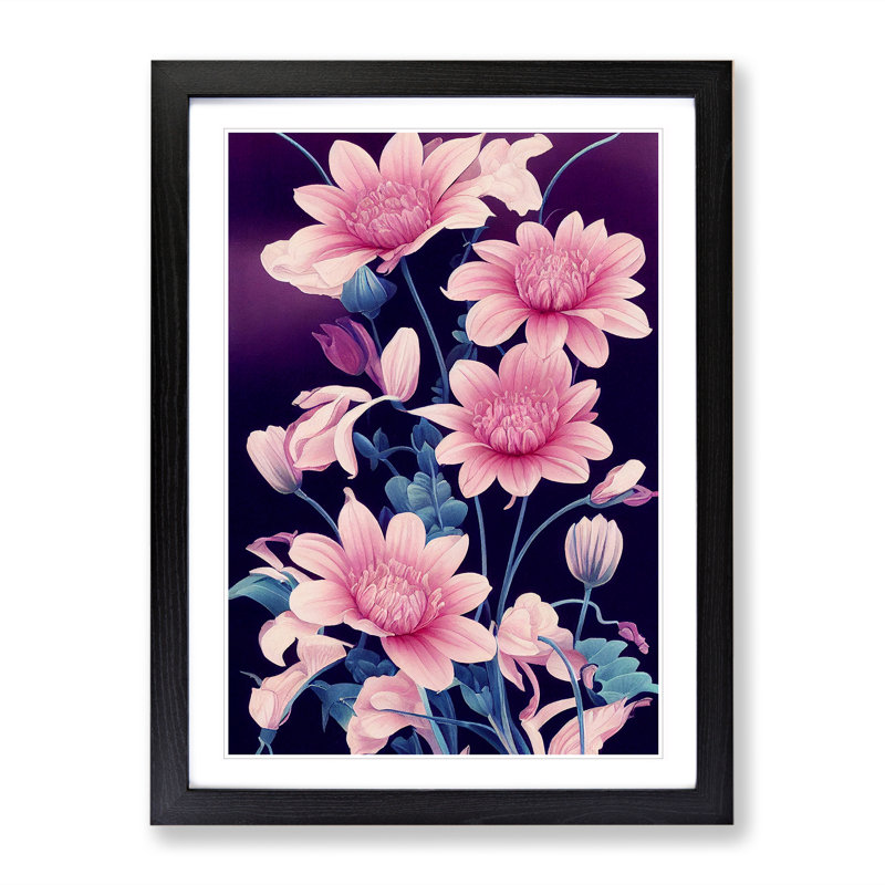 Spectacular Flowers - Single Picture Frame Painting, Black, 64cm H x 46cm W x 2cm D