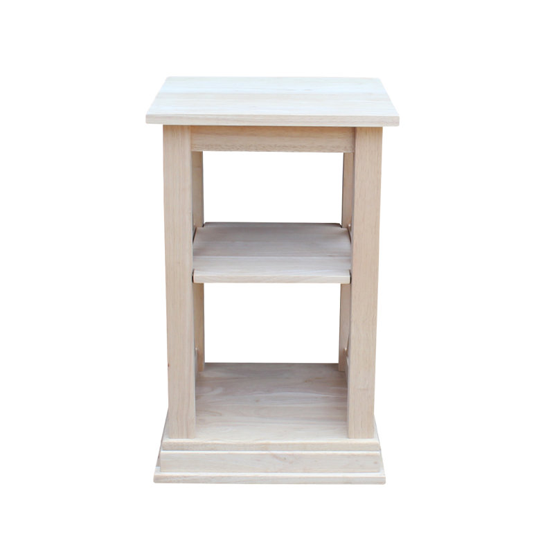 Rossitano Solid Wood End Table, Unfinished