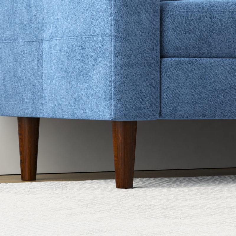 Canapé et méridienne rembourrés 2 pièces Geppie, Mélange de polyester bleu marine, H 31,8 po x l 78 po x P 42,73 po