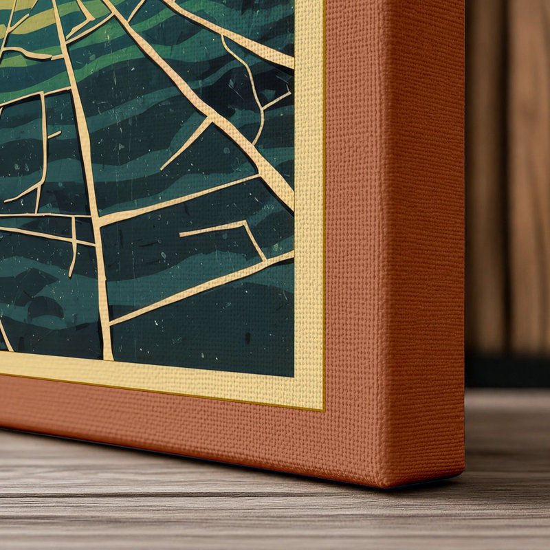 Golden Sunrise Japandi - Wrapped Canvas, 36x24 - 91.4 x 61.0 cm, Terracotta Border