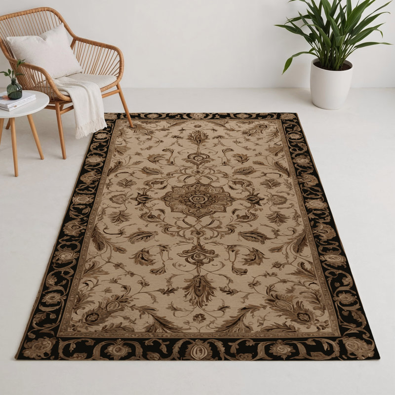 French Brown Indoor and Outdoor Area Rug, Rectangle 5' x 7'