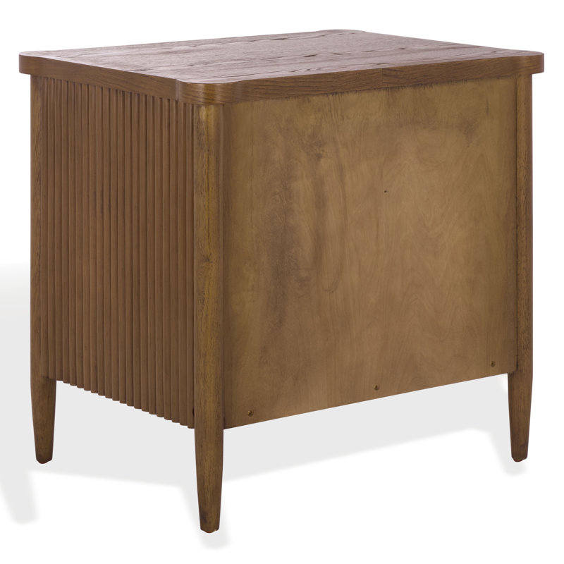 Shelbie 1 Drawer Reeded Nightstand, Medium Oak
